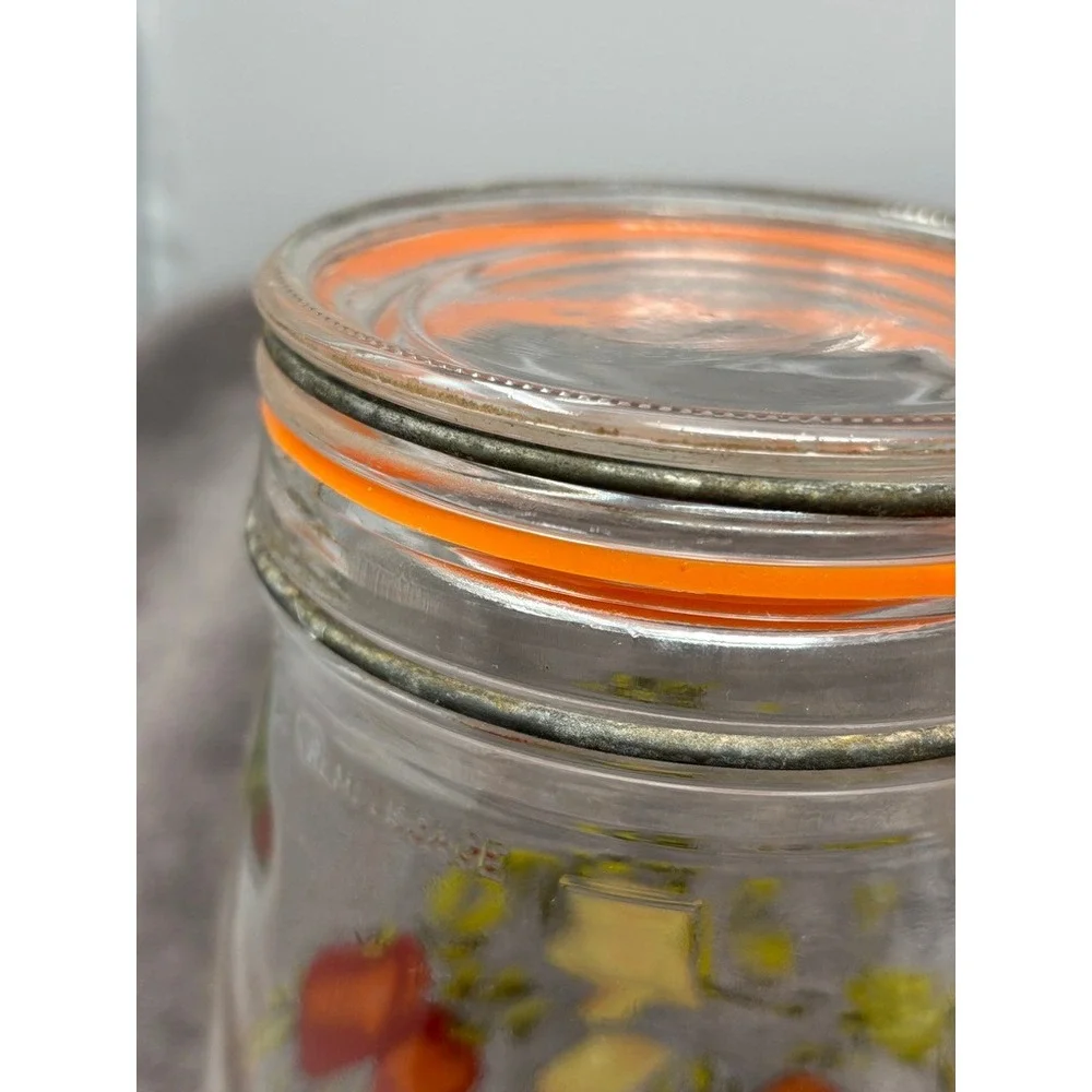 Vtg Made in France Glass Canister Vegetable Mushroom Lid Storage Jar